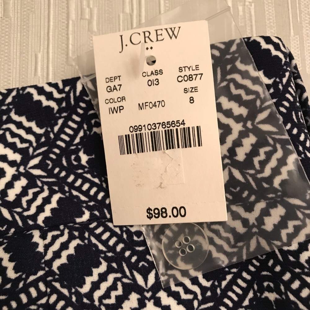 Brand new J Crew blue white medalion printed